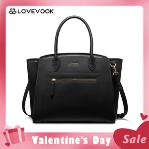 【Valentine's Day Gift】LOVEVOOK Laptop Tote Bag for Women, 15.6''/17.3'' Large Capacity Work Bags Briefcase Purse with Multiple Pockets & Large Bottle Holder, Vegan Leather Business Office Computer Bag for Teacher. TikTokShopJumpstartSale