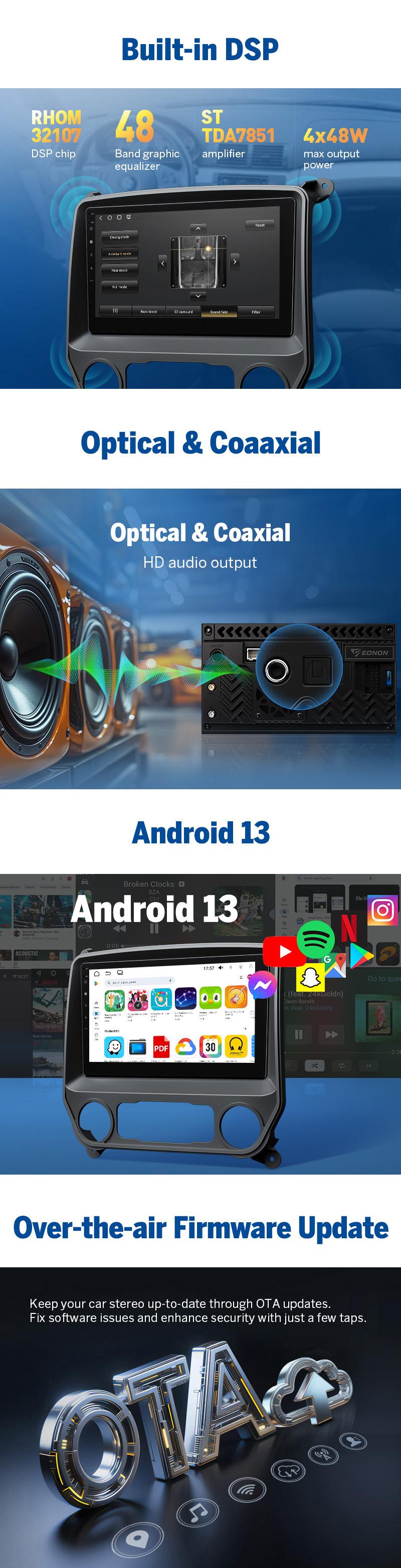 Eonon Car Stereo for Chevy Silverado GMC Sierra 2014-2018 Android 13/14 Head Unit with Wired/ Wireless CarPlay Android Auto 10.1" Car Radio Touch Screen SWC Sub BT Backup Camera Dashboard Upgrade, Jumpstart Sale - GMSX7 / GMSX6S2