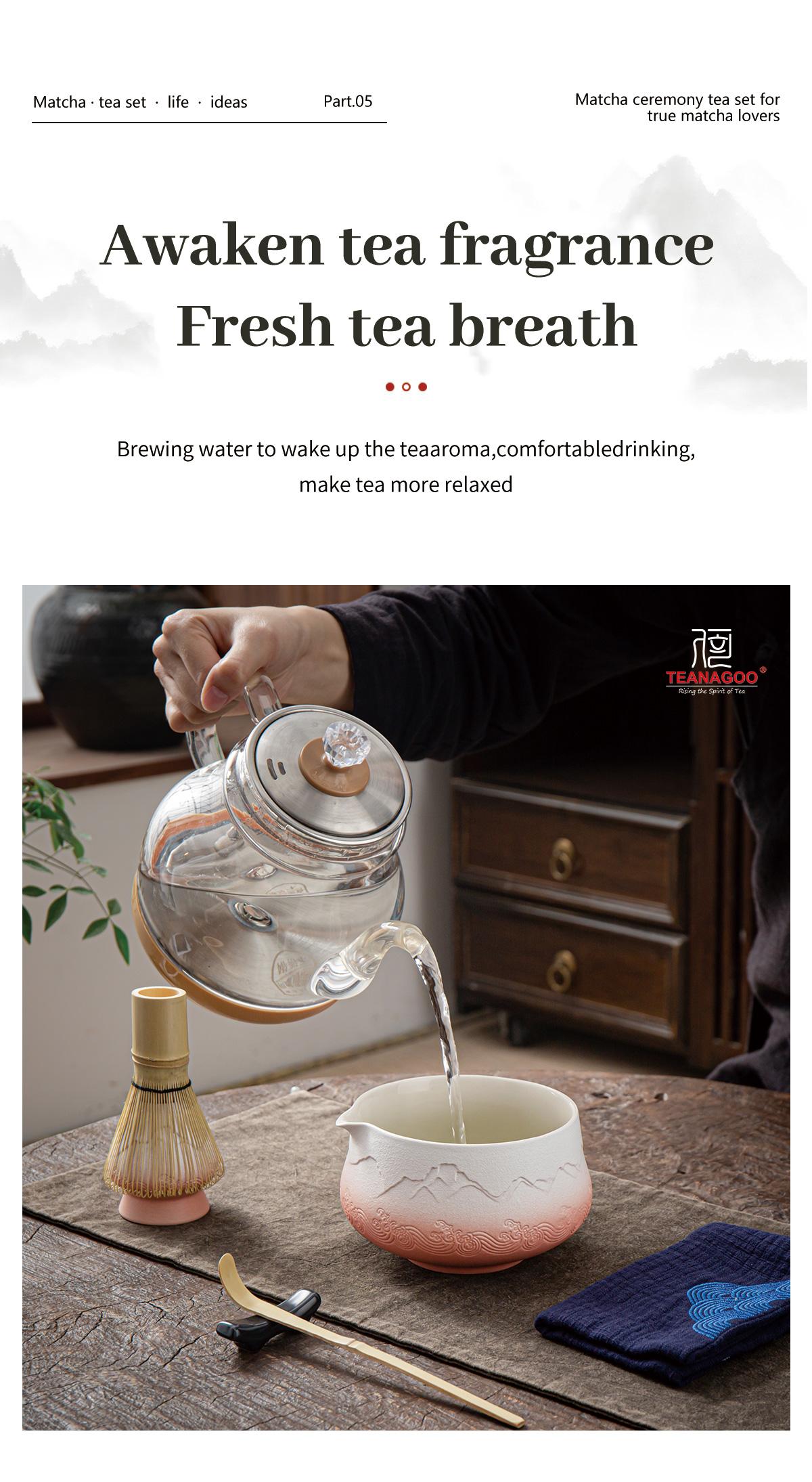 TEANAGOO Christmas Blue Matcha Set 7-Piece Matcha Kit with Gradient Ceramic Bowl Bamboo Whisk Scoop & Sifter Cozy Holiday Gift for Tea Lovers