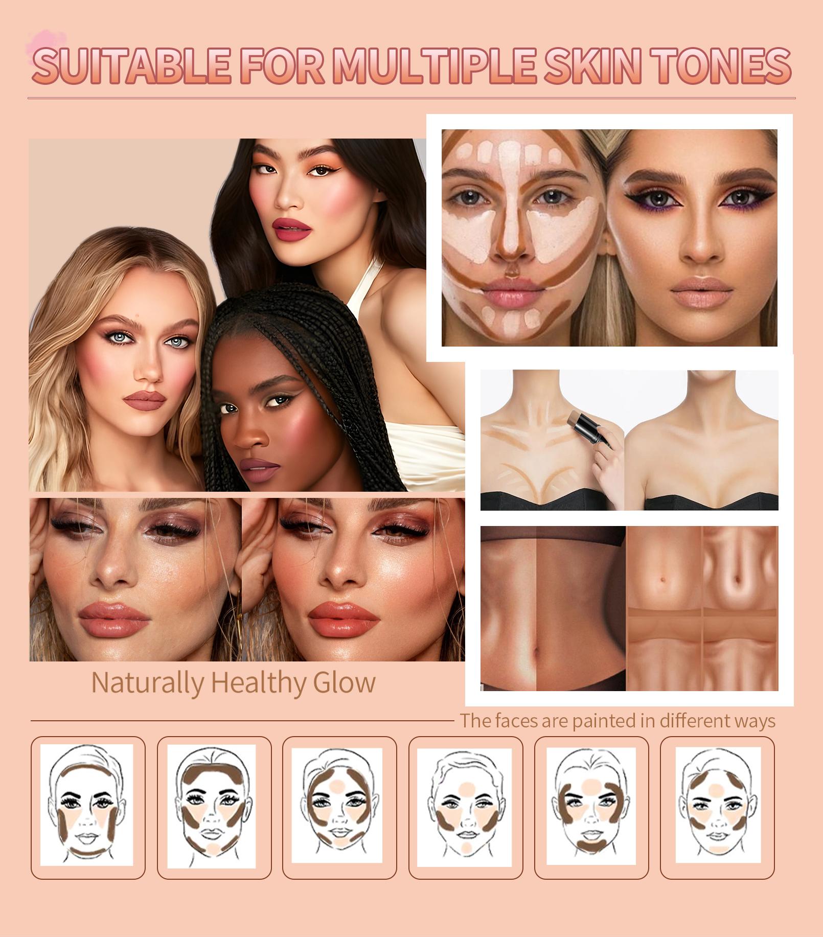 Makeup Face Brown Bronzer Contour Stick Contouring Bronzer Stick Highlighter Brightening Blusher Stick Rouge Cream Concealer Pen