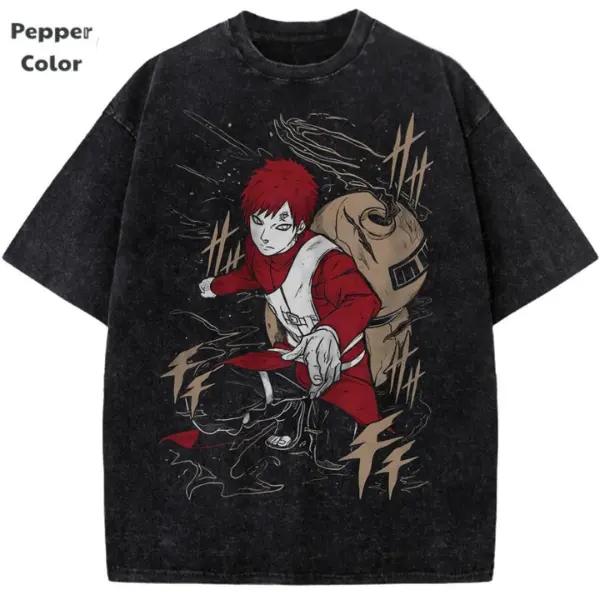 Gaara Shirt, Anime Shirt, Vintage Tee- Unisex Menswear & Womenswear - Streetwear Tops - Casual Cotton Crewneck Shortsleeve Tshirt