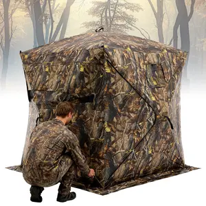 Hunting Blind, 270° Visibility Ground Hunting Shelter, 2-3 Person Pop Up Instant Setup Wildlife Blind with Transport Bag and Silent Windows