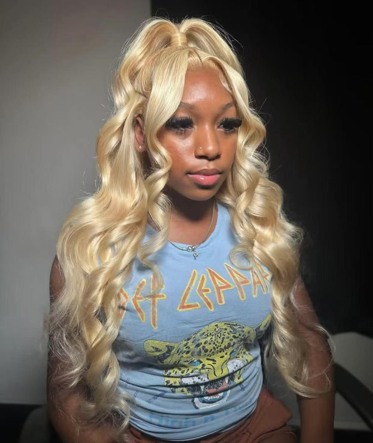 Hot Star 613 Body Wave 13x6 Lace Front Wig Human Hair Straight Blonde HD Transparent Lace Frontal Wig for Women Pre Plucked with Baby Hair 180% Density