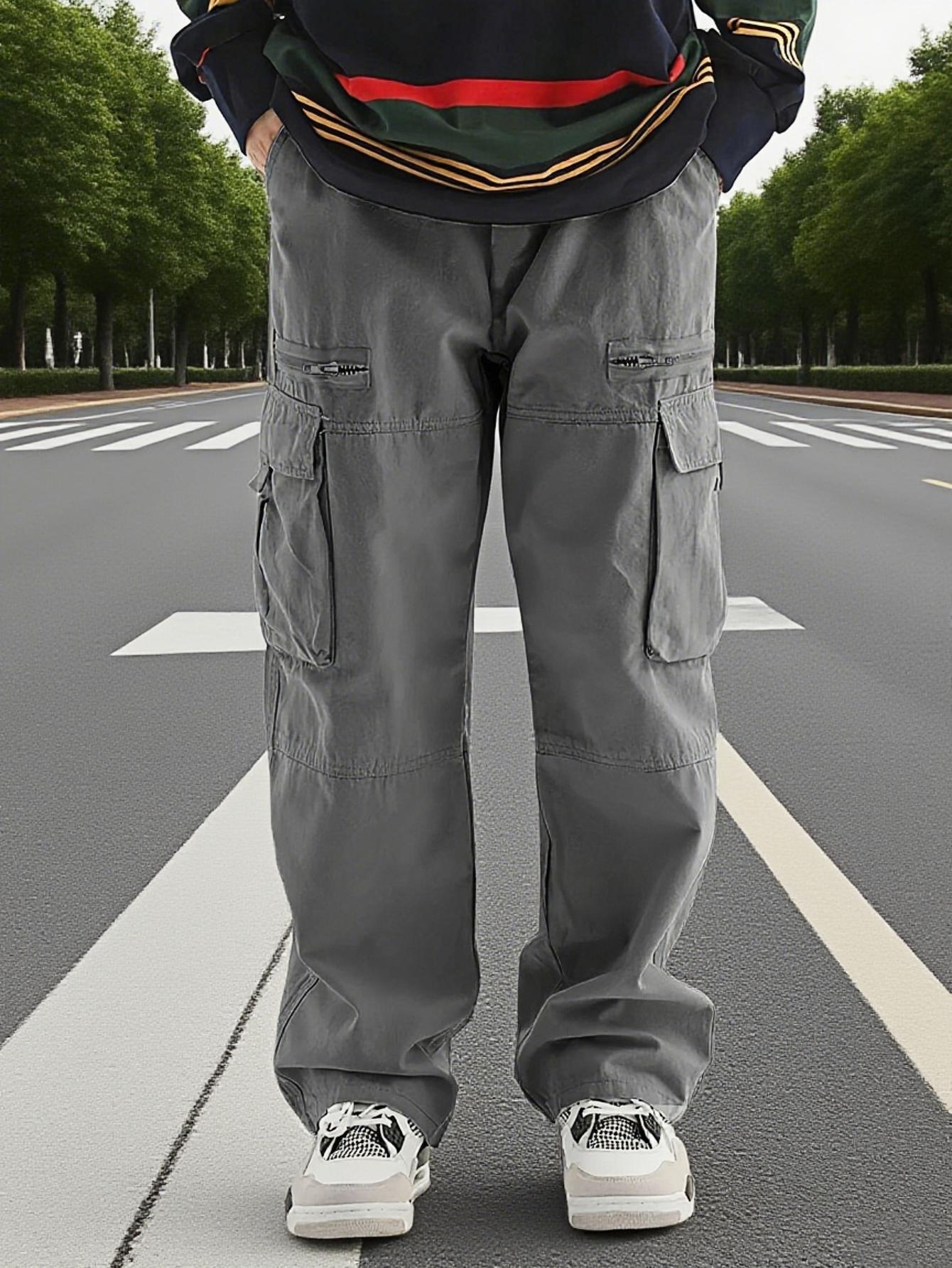 Men's Flap Pocket Cargo Loose fit Pants, Street Fashion Trousers for Daily Wear Men's Bottoms for All Seasons, Casual StreetStyle Clothing, Menswear, Clothe, Casual Streetwear Trousers, Casual Comfy Trousers