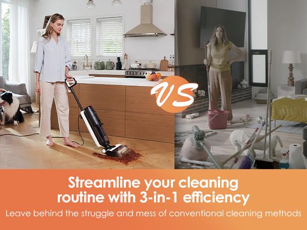 Tineco IFLOOR 5 Steam Wet Dry Vacuum All-in-one, Hardwood Floor Cleaner Great for Sticky Messes, 248℉ High-temp Steam, Self-cleaning with steam