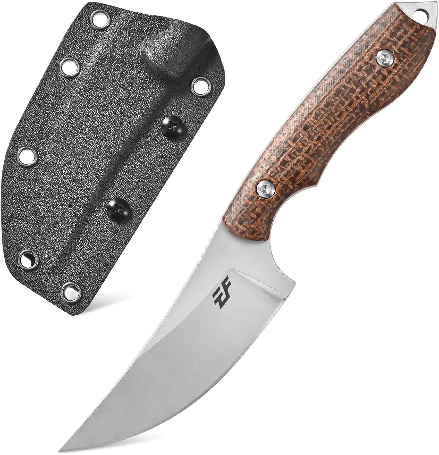 Eafengrow EF173 Fixed Blade Knife 14C28N Stainless Steel Micarta Handle Full Tang Daily Outdoor Utility Knife with Kydex Sheath