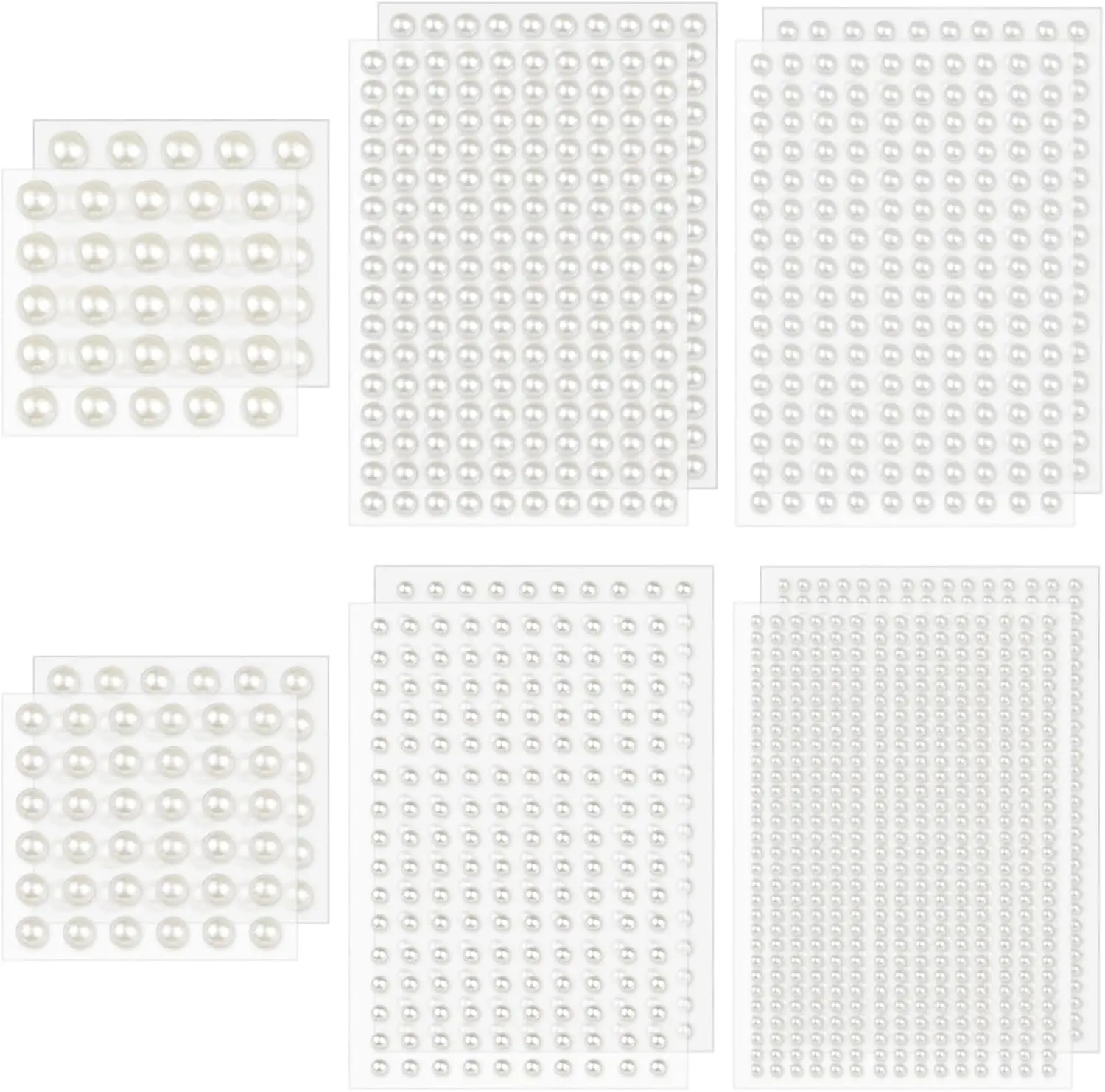 1982 Pcs Self-Adhesive Pearl Stickers, Multiple Sizes, Decorative Pearl Gems for Face, Crafts, Hair, Makeup, Nail