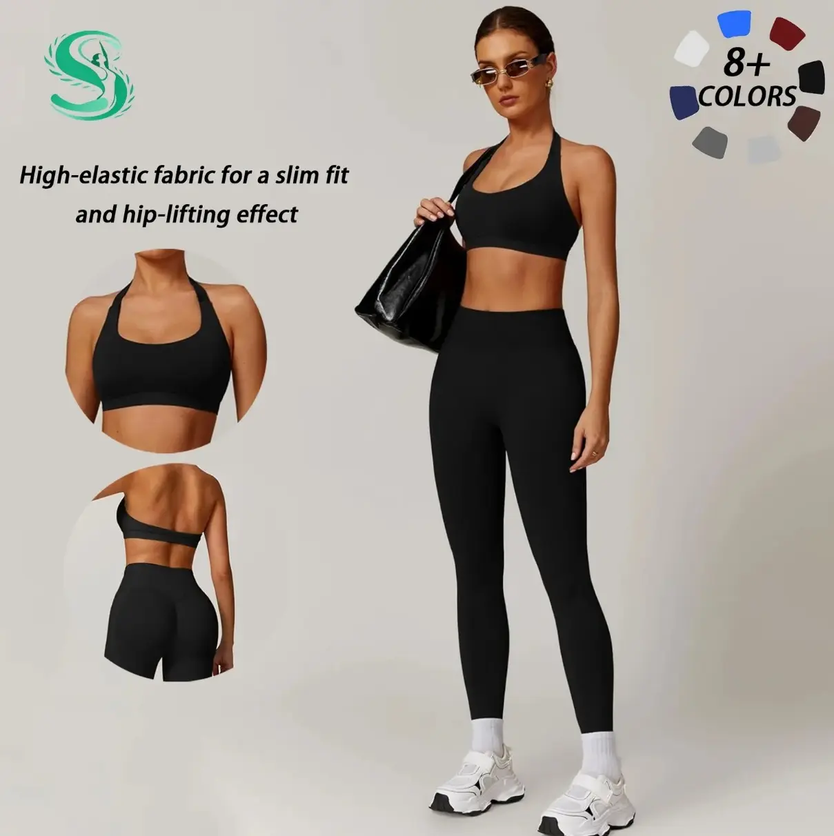 Women's 2-Piece Workout Set, High-Stretch Shaping Activewear with High-Waist Booty Lifting Scrunch Leggings for Fitness & Yoga, Sets Sporty Sports Clothing, Women's Sports Sweat Suit Booty Lifting Scrunch