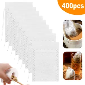 400Pcs Disposable Tea Filter Bags - 3.5x2.7" Multipurpose Mesh Filter Bags,Drawstring Closure Seal Filter Tea Bags,for Brew Tea Cold Brew Coffee