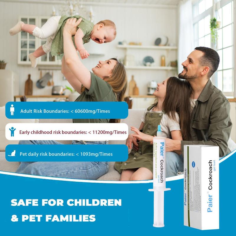 Indoor Cockroach Exterminator, Insect Repellent, 1 tubes x 30g, 1 plungers and 2 tips, German Cockroach Pest Control, Can be used indoors and outdoors, Cockroach Killing Gel for American Cockroaches, German Cockroaches and other major cockroach species