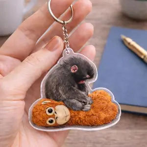 Punch Sad Monkey Keychain, Animal Keychain, Gift For Her, Viral Monkey, Baby Monkey Punch, Monkey Lover Gift