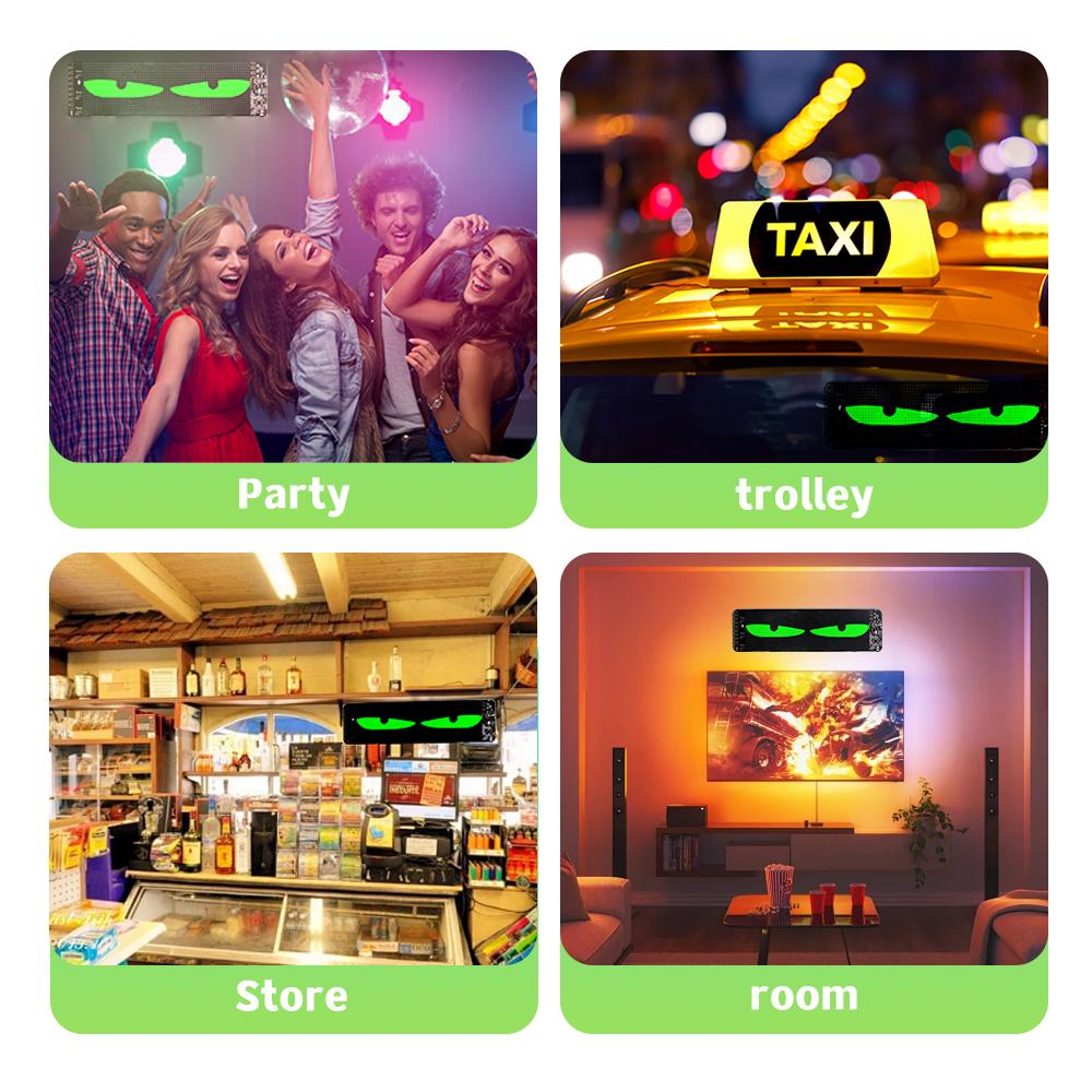 QIFOR Devil Eyes Light for Cars1 Pack , 13.7in*4.01in Dynamic Eye Lights Programmable LED Eyes for Car Truck, Ultra-Thin Flexible Windshield Eyes Animated LED Display Screen, Remote & APP Contro