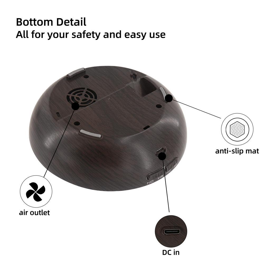 Large 550ml Aromatherapy Diffuser for Bedroom & Office  Wood Grain Ultrasonic Humidifier with Remote, 7 Color LED Mood Light & 6  Essential Oils  Perfect for Relaxation & Sleep