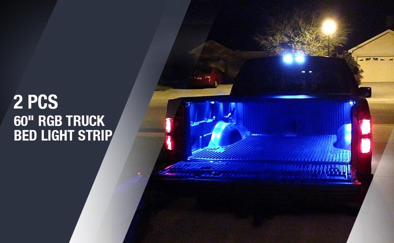 Nilight 2PCS 60Inch RGB Truck Bed Light Strip Kit 180 LED RF Remote Control with On Off Switch Blade Fuse 2Way Splitter Extension Cable for Cargo Pickup Truck SUV RV Boat trailer  dealsforyoudays