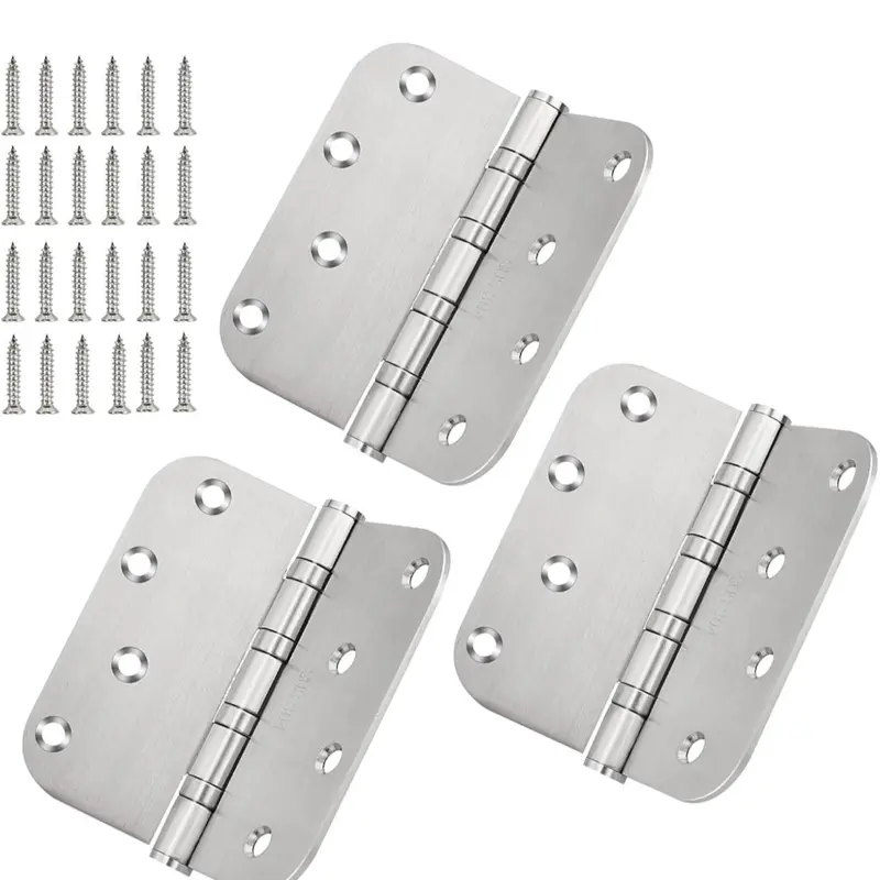 304 Stainless Steel Door Hinges 3 Inch Heavy Duty Ball Bearing Interior & Exterior Door Hinges 4'' X 4'' for Left & Right Doors with 5/8" Radius Corners-3 Pack