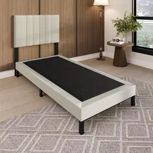 Favorer Walpi 5" Metal Box Spring / Bed Foundation - Warm Gray/Black, Durable Metal Construction