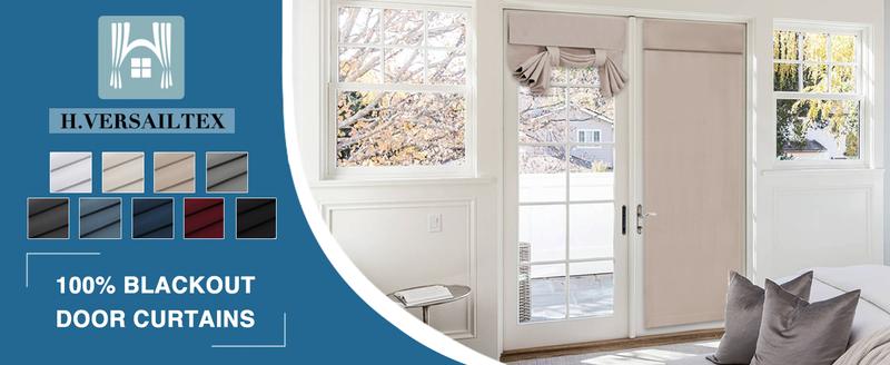 H.VERSAILTEX 100% Blackout French Door Curtain 1 Panel Privacy French Door Blinds Light Blocking Curtain for Sliding Glass Door Thermal Insulated Tie Up Shade
