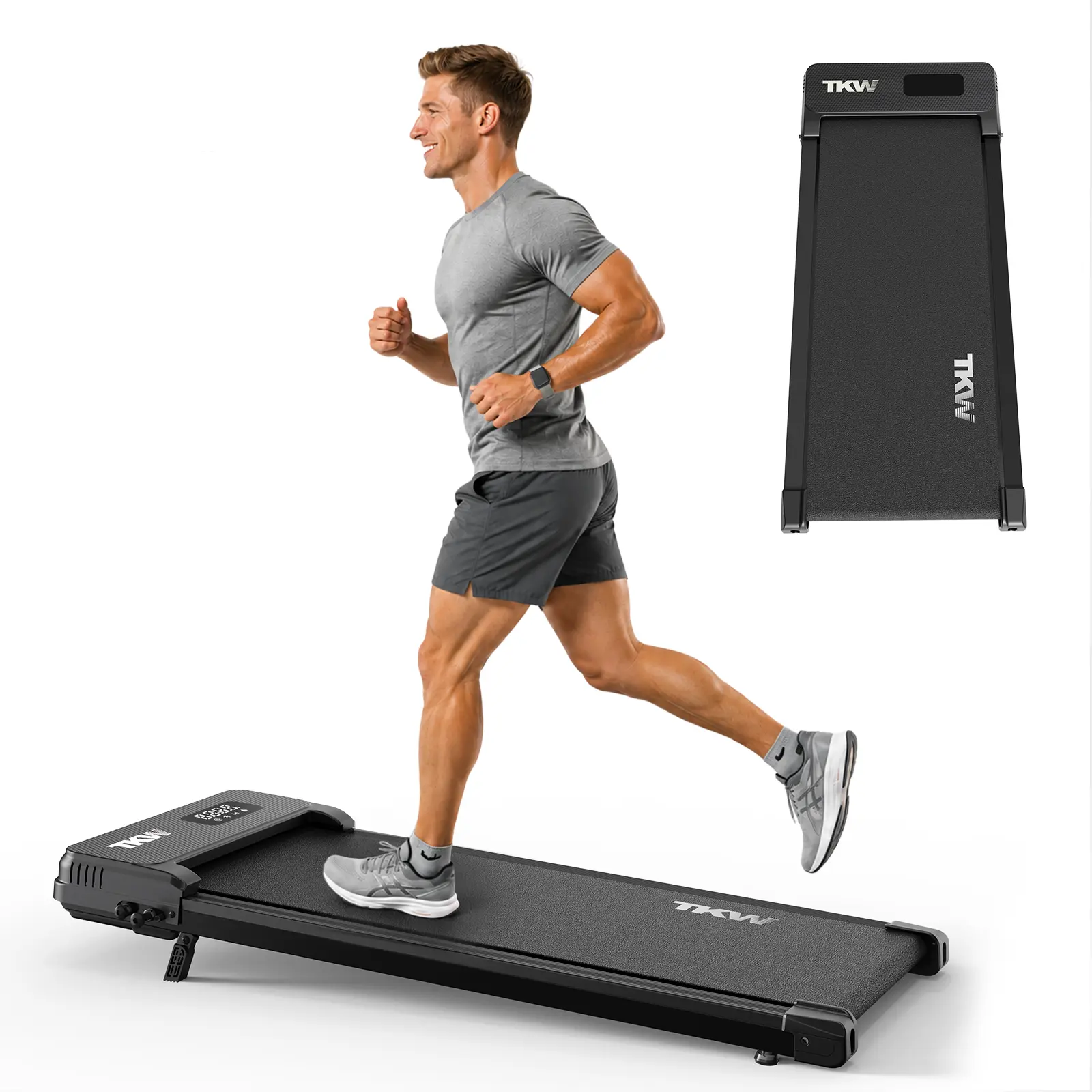 Walking Pad Home Gym Equipment - 5% Incline, Remote Control, LED Display, Compact Portable Under Desk Treadmill for Home Office Small Spaces, Under Desk Fit, Space Saving