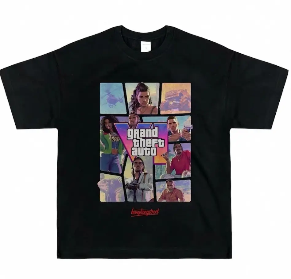 Men's Grand Theft Auto 6 Graphic Printed Art T-Shirt - Cotton, Loose, Casual Streetwear with Fun Spirit, Retro Vibe, Cloud-Like Softness, Loose-Fit, Machine Washable