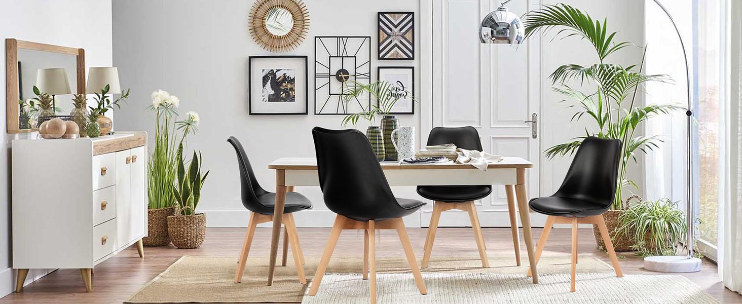 Dining Chairs Set of 4 Mid-Century Modern Dinning Chairs, Living Room Bedroom Outdoor Lounge Chair PU Leather Cushion and Wood Legs Dining Chairs Set of 4 Mid-Century Modern Dinning Chairs, Living Room Bedroom Outdoor Lounge Chair PU Leather Cushion and Wood Legs