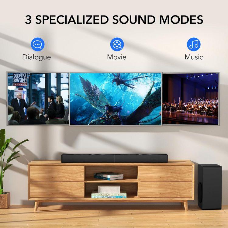 2.1 CH Sound Bar with Subwoofer, 31" Soundbar for Smart TV with HDMI, Optical, AUX, Bluetooth, USB - Surround Sound System