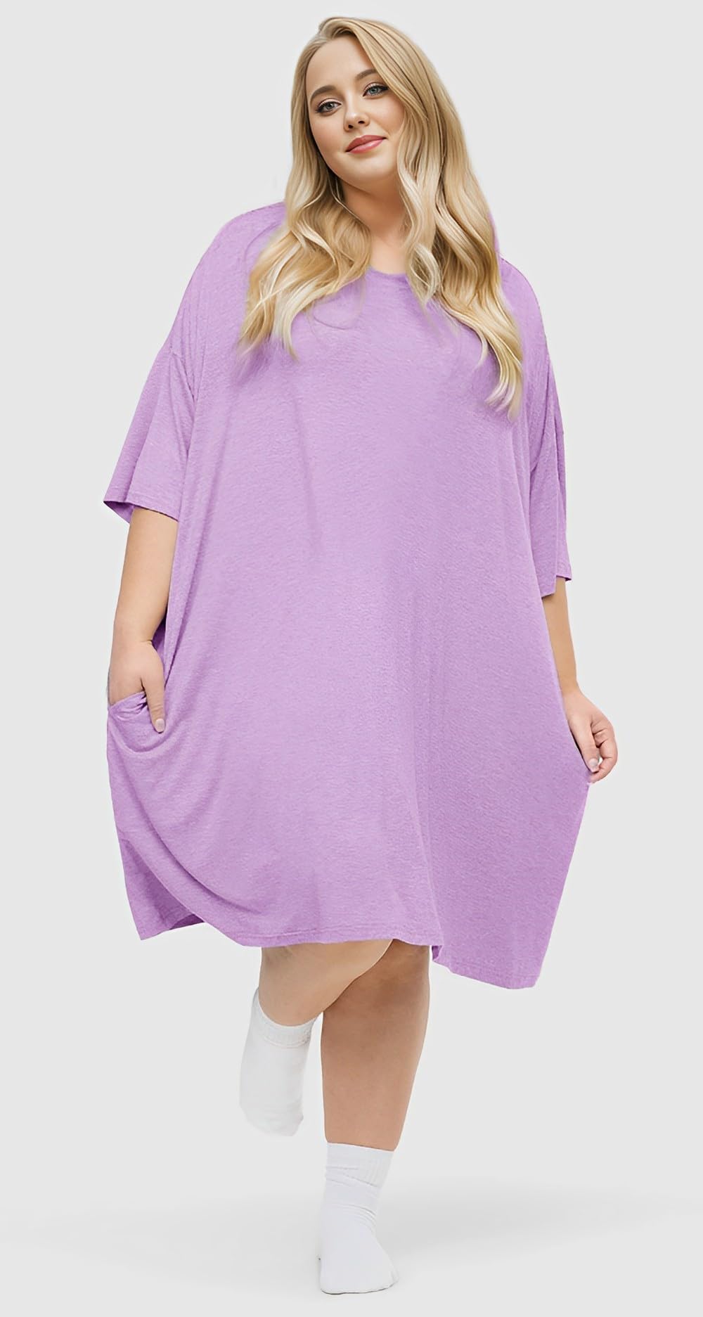 KFUBUO Plus Size Nightgowns for Women Oversized Sleep Shirts Bamboo Viscose Sleep Tee Short Sleeves Print Sleepwear With Pocket  Comfortable Cute Fits S-5XL Pajamas  Loungewear Soft Stretchy SpringStatements