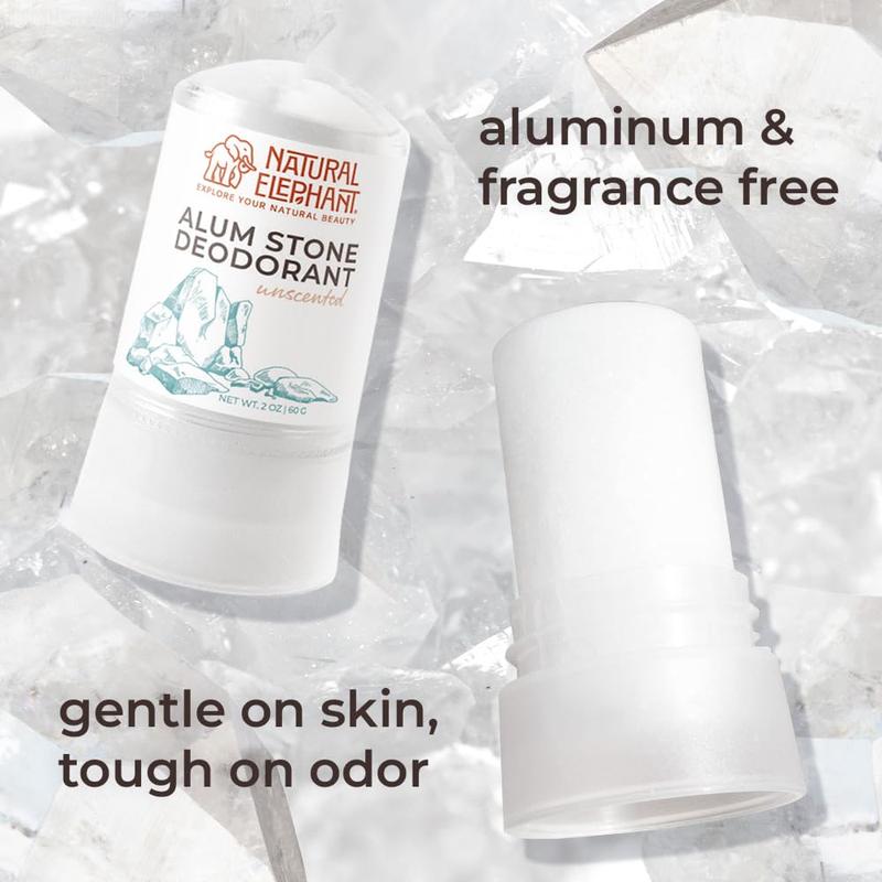Natural Elephant Alum Stone Deodorant Stick 60g (2 oz) Natural Unscented Aluminum Free Salt Stone for Men and Women