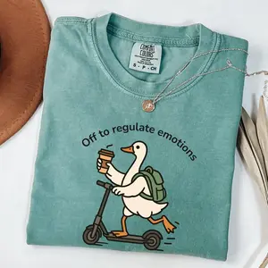 Comfort Colors Off to Regulate Emotions Shirt, Mental Health Teacher T Shirt, SEL Counselor Gift, Funny Duck