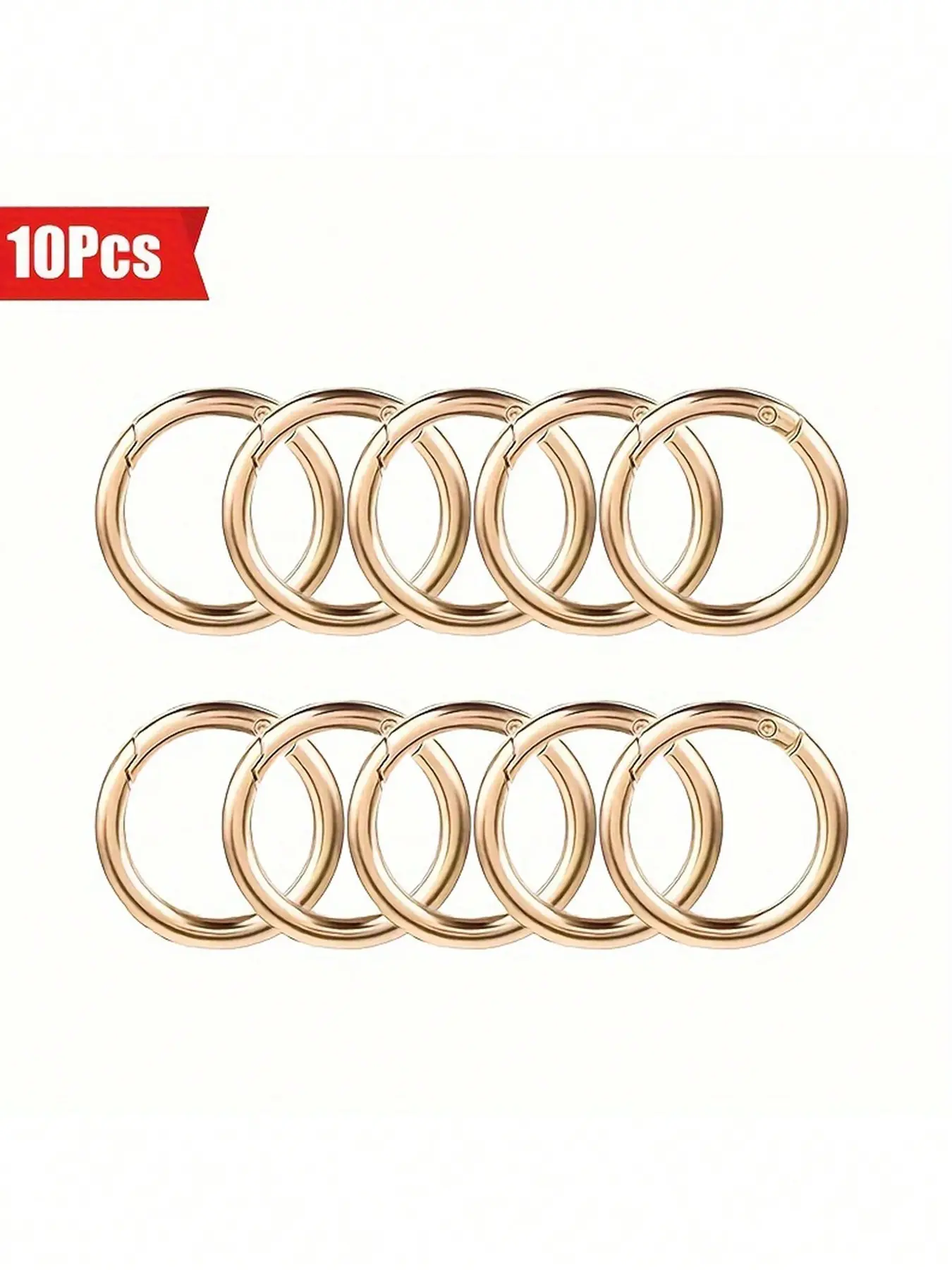 10-Pack Zinc Alloy Spring O-Ring Carabiners - White Round Keychain Clips for DIY Accessories, Handbags, and Dog Collars, Keychain Lanyard, Keychain Badge Reel, Keychain Attachment, Keychain Accessory