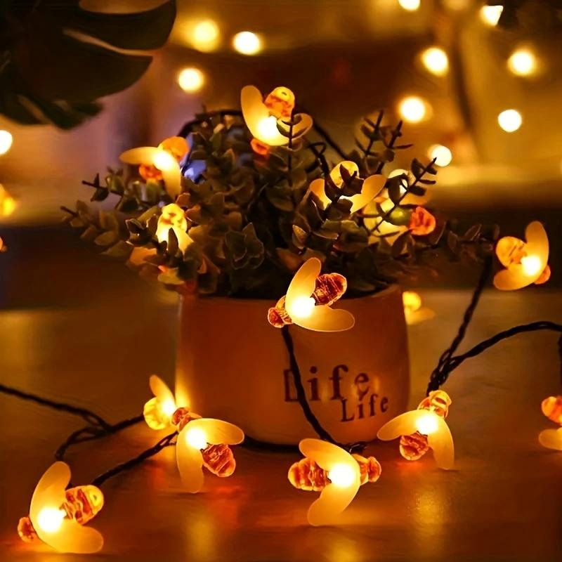 Solar 50pcs LED Bee String Lights - Cute Bee Garden Decoration for Wedding, Party, Christmas Tree and Home Yard - Warm Glowing Plastic Fairy Lights with Realistic Design, Garden Decoration Lighting | Whimsical Garden Lights | Outdoor Solar Decorations Solar 50pcs LED Bee String Lights - Cute Bee Garden Decoration for Wedding, Party, Christmas Tree and Home Yard - Warm Glowing Plastic Fairy Lights with Realistic Design, Garden Decoration Lighting | Whimsical Garden Lights | Outdoor Solar Decorations