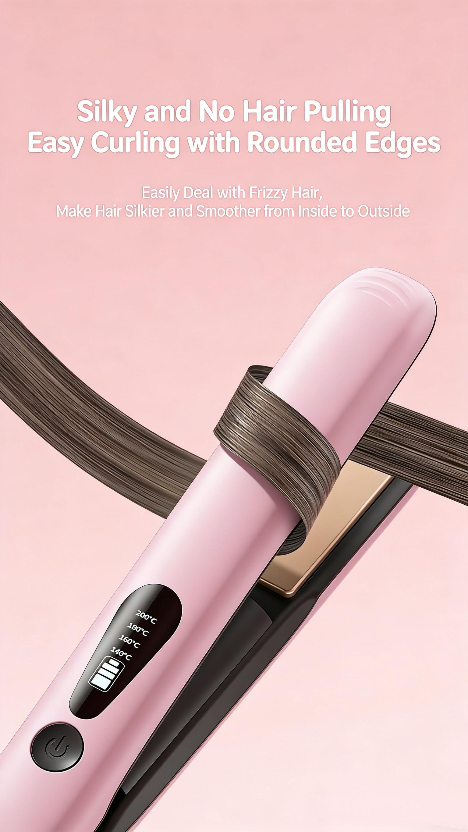 Mini Cordless Hair Straightener - USB-C Rechargeable Flat Iron for Quick Touch-Ups, Bangs & Short Hair | Rechargeable Curling Iron Fast Heat, Portable Travel Styler, Perfect for Gym Bag, Office Desk & On-The-Go Smoothing plancha de cabello
