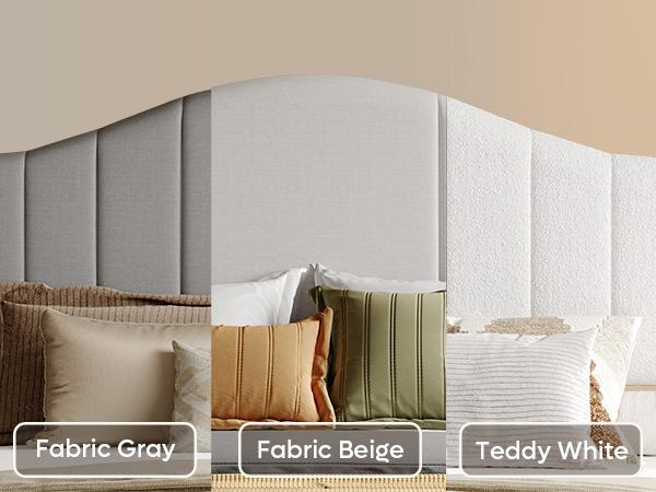 Pinmoco Upholstered Bed Frame with Adjustable Arc-shaped Headboard LED Platform Bed Modern Elegant Design Sturdy Noise Free Quick Assembly No Box Spring Needed