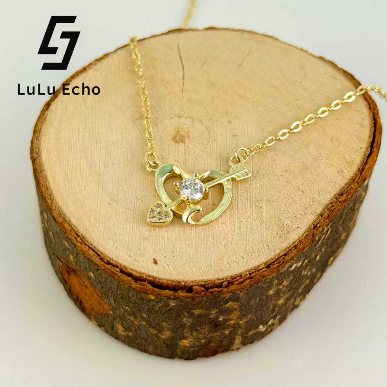 LuLuEcho 14K Gold Plated Heart-Pierced by a Single Arrow Necklace for Adults Elegant Design Versatile Appeal Statement Piece