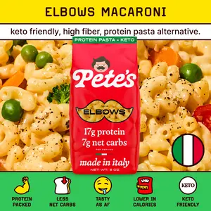 Pete’s Protein Pasta Elbow Macaroni – Protein-Packed, Less Carbs, Made in Italy