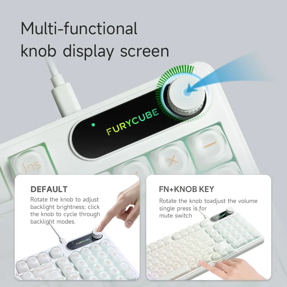 FURYCUBE IP98 Keyboard Wireless Wired RGB Light Waterproof