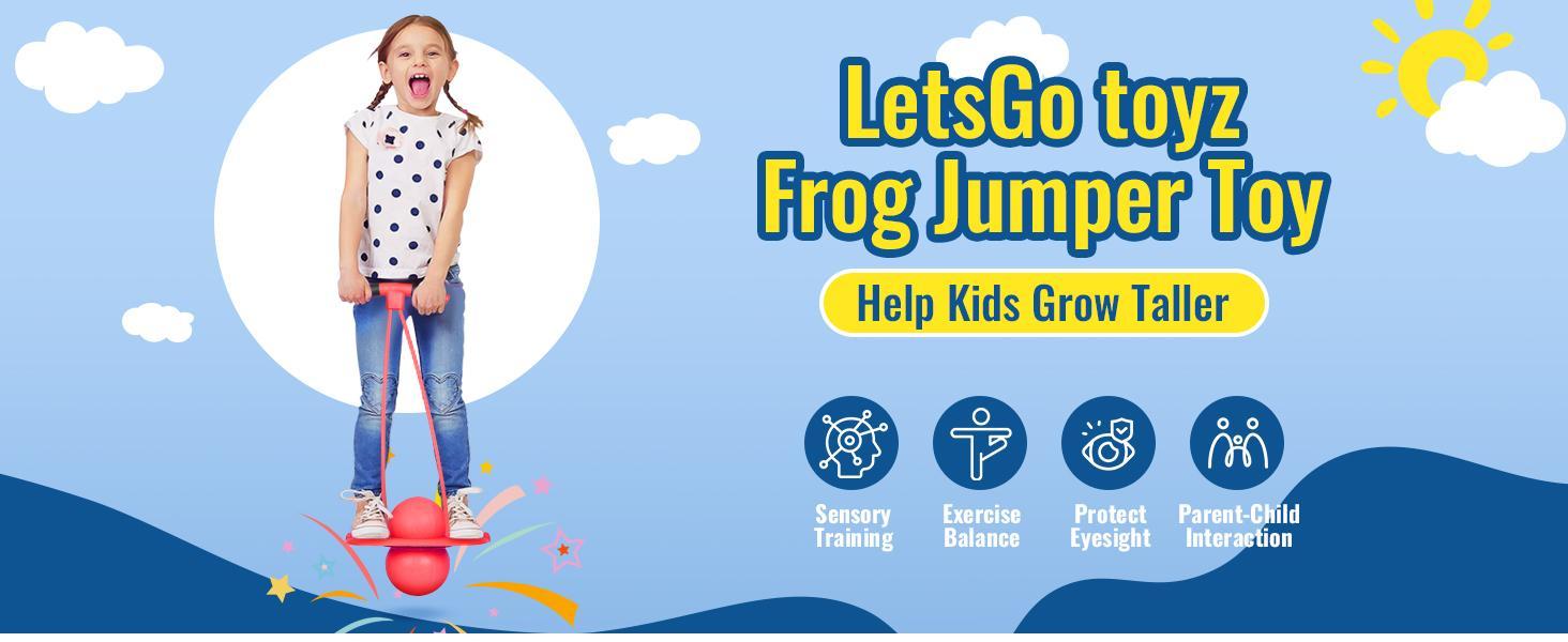 Kids' Handle-Pump Pogo Trick Ball Pogo Stick for Boys Girls Up to 180 lbs Durable Plastic Deck Indoor Outdoor Toy Jumper Trampoline with Easy Carry Handle Safe Quality Design