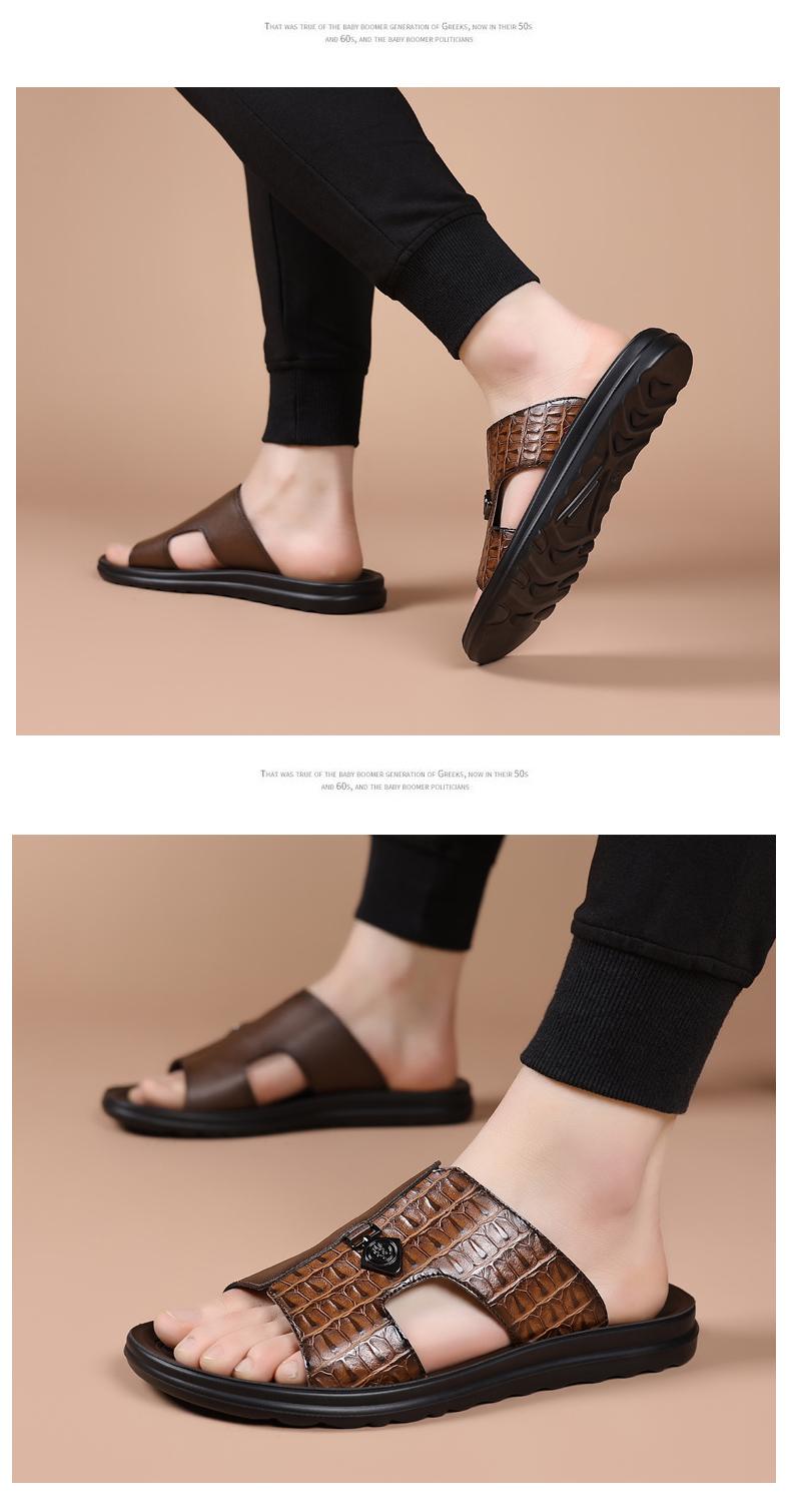 Men's Vegan Leather Summer Fashion Sandal & Stylish Slipper with Mixed-Texture Design | Quick Dry Sandals with Anti-Slip Sole | Beach Shoes for Men & Beach Casual Wear | Outdoor Beach Shoe, Outdoor Sandal for Indoor Use & Outdoor Entertainment