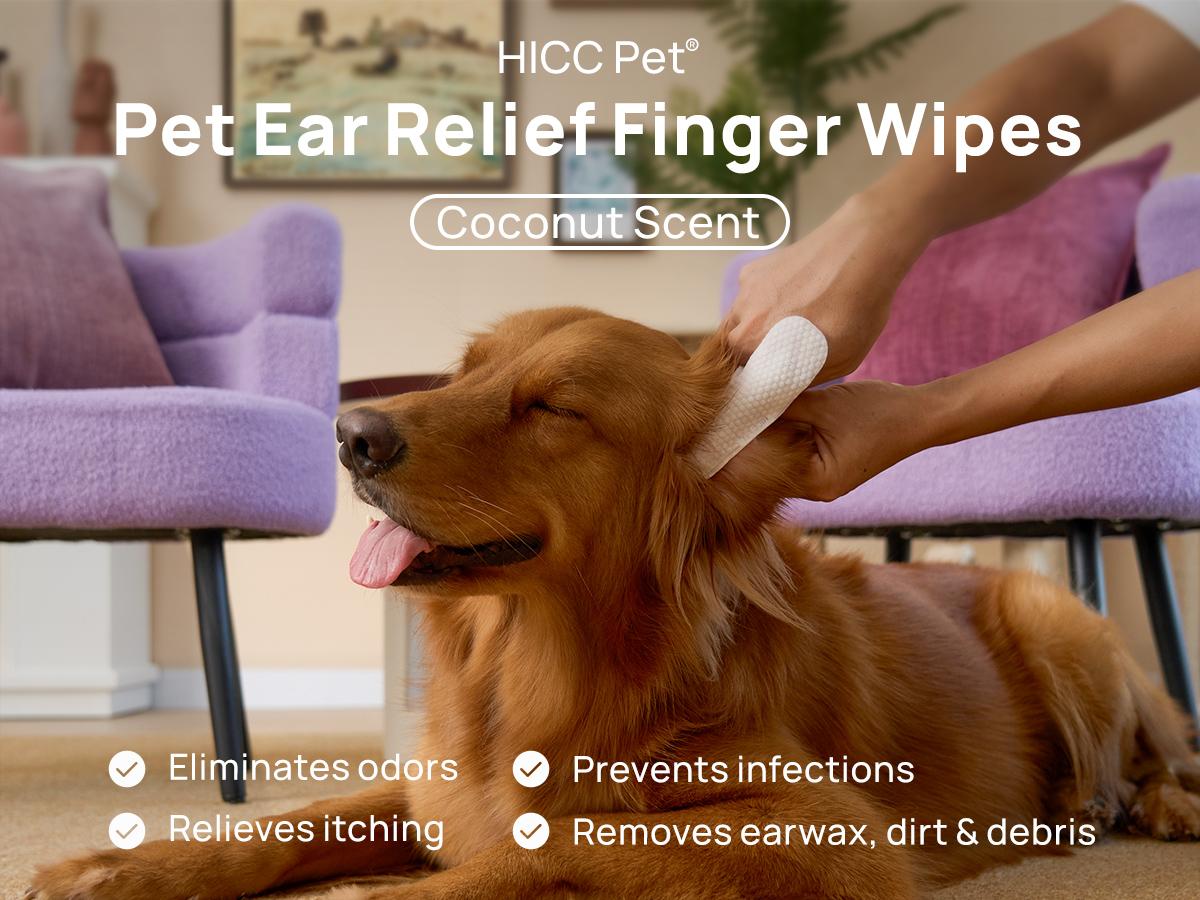【SpringGlowUp】HICC PET Ear Finger Wipes Gentle Daily Cleaner with Coconut Oil Natural Wipes  – Anti-Itch & Odor Control – Safe for Puppies, Dogs & Cats – 50ct 100 & 200 Pad#petlife Poodle