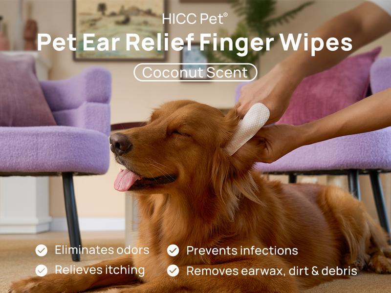 【February Faves】HICC PET Ear Finger Wipes Gentle Daily Cleaner with Coconut Oil Natural Wipes  – Anti-Itch & Odor Control – Safe for Puppies, Dogs & Cats – 50ct 100 & 200 Pad#petlife Poodle
