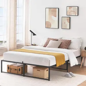Bed Frame, Queen Metal Bed Frame Platform with Steel Slat Support, 14 Inch High Platform Bed Frame No Box Spring Needed, Under Bed Storage, Easy Assembly, Quiet Sturdy Design