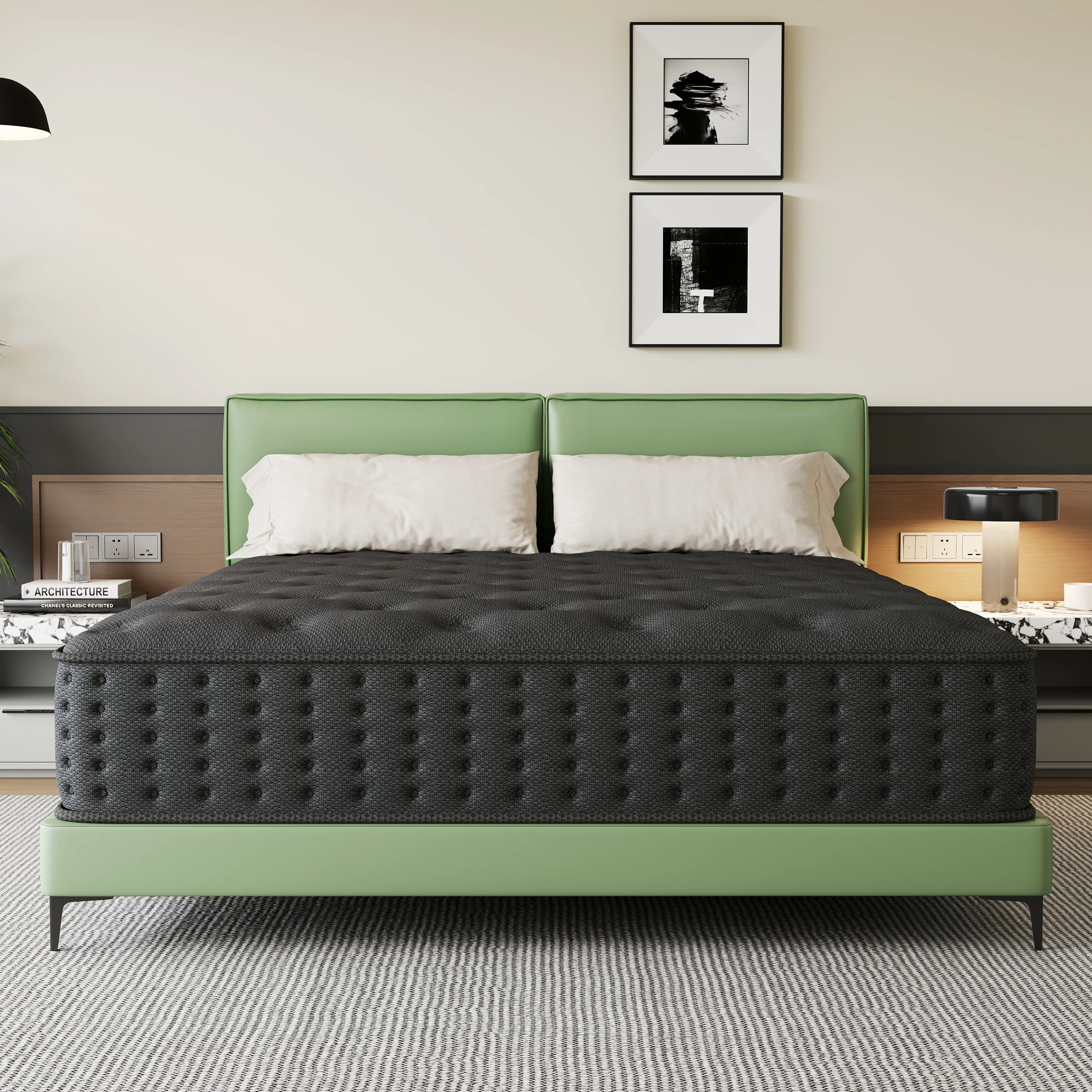 Hybrid Mattress with Premium Memory Foam and Springs, 12/14 Inch, Medium Firmness, Lumbar Support, Ergonomic Design, for Home Rooms and Hotels, Boxed Furniture Gift (Twin, Full Size Mattress, Queen, King),dorm essentials,home decor