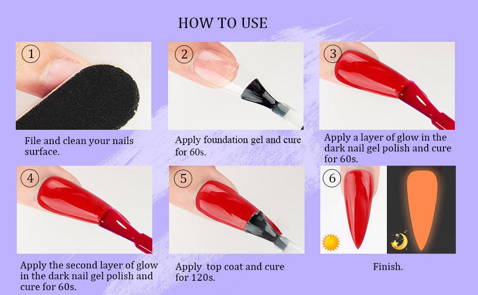 SAVILAND Glows in The Dark Gel Nail Polish Set - 12 Halloween Colors Luminous Neon Nail Gel Polish Set Soak off U V/LED Glow Effect Nail Polish for DIY Nail Art Design Holiday Gifts for Women Nail Care Manicure Cutics Cosmetic