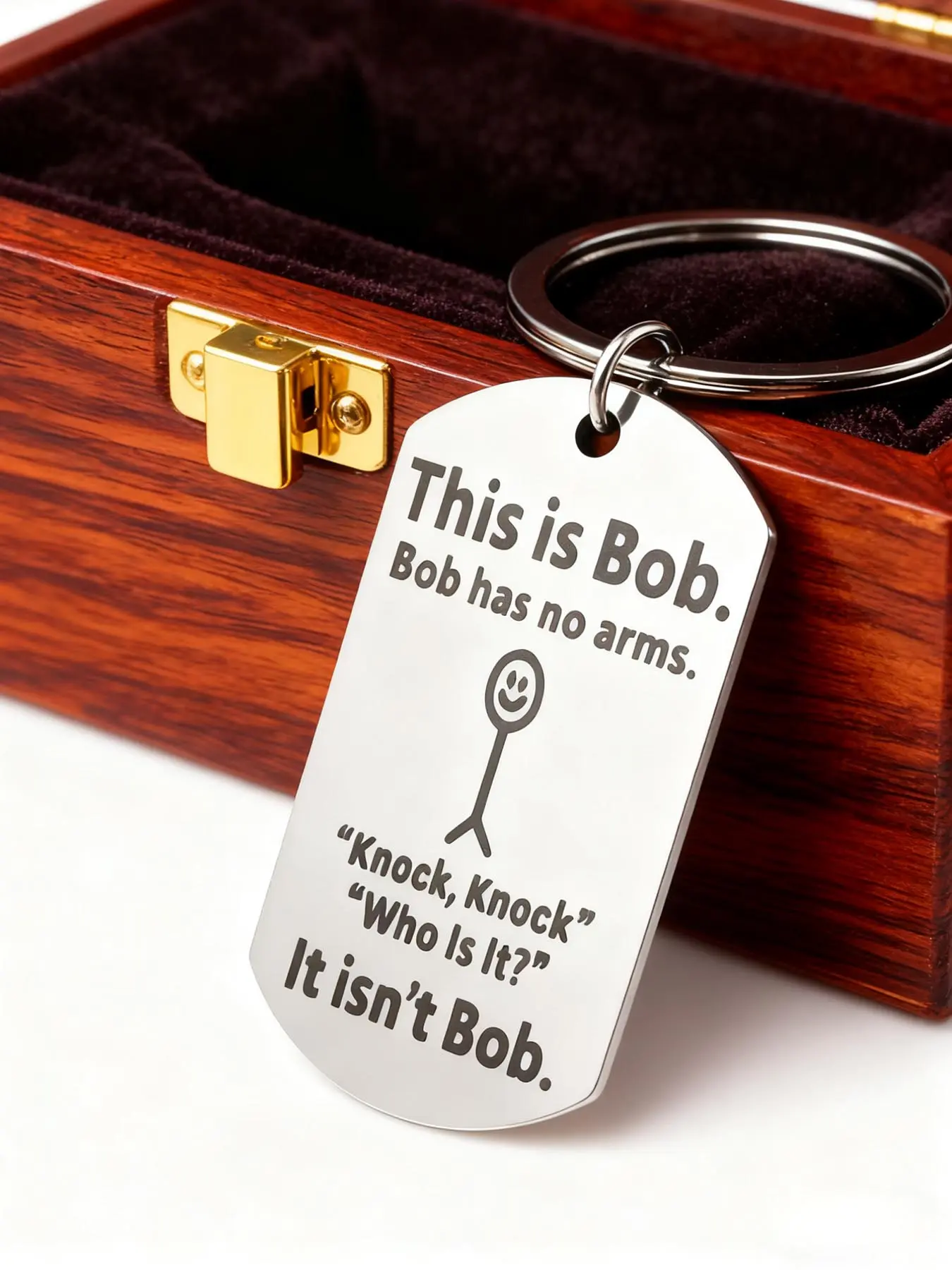 1pc Stainless Steel Stylish Letter Keychain with Engraved Funny Message "This is Bob" - Durable Tag Style Key Ring Backpack Accessory for Backpacks, Bags & Keys - Humorous Gift for Friends, Classmates, Coworkers Keychain Engraving Keyrings For Keys