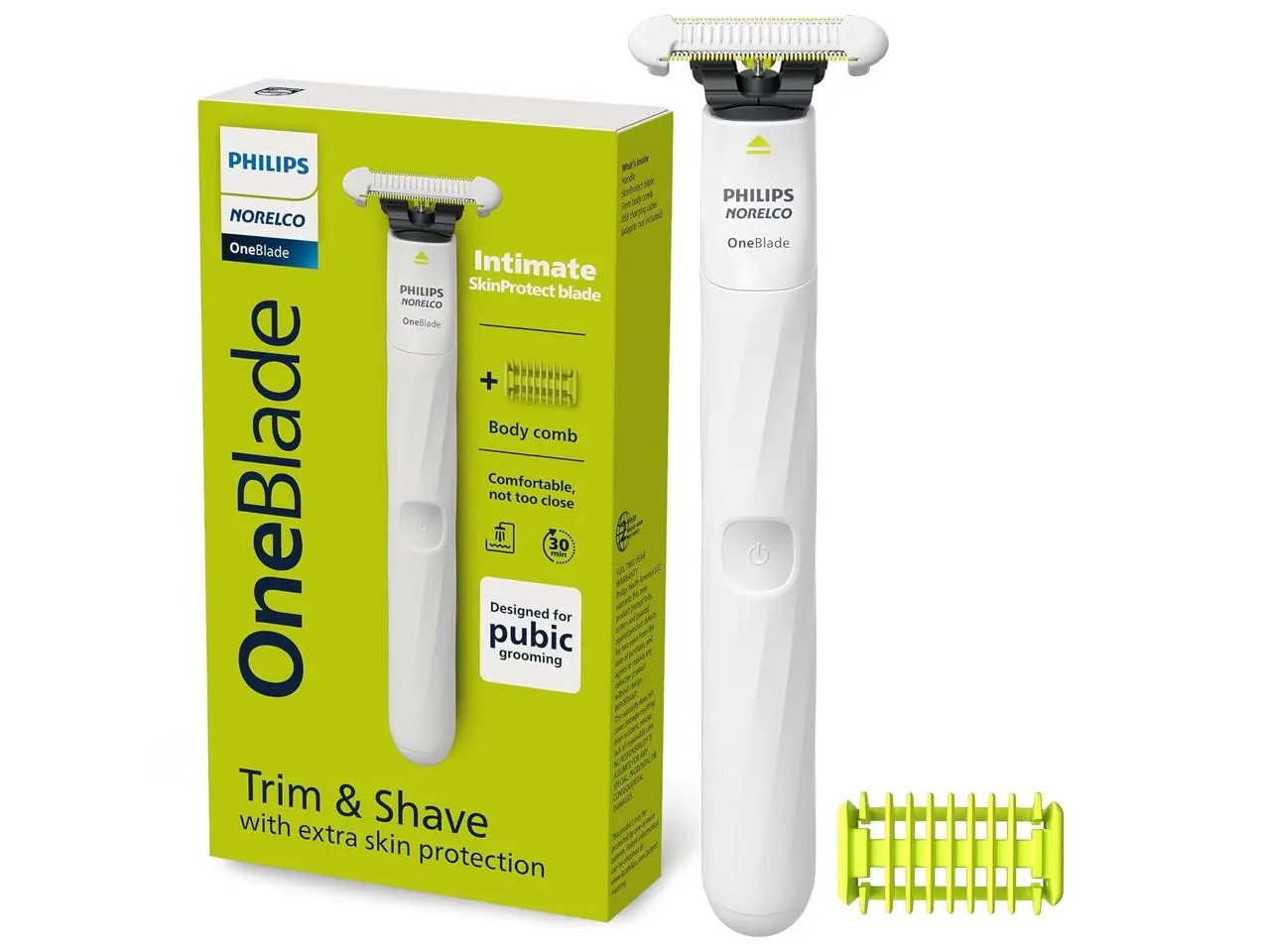 Philips Norelco OneBlade Unisex Intimate Pubic & Personal Body Groomer & Trimmer for Women & Men, QP1924/70 Philips Norelco OneBlade Unisex Intimate Pubic & Personal Body Groomer & Trimmer for Women & Men, QP1924/70