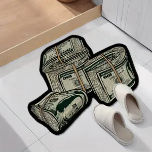 Premium fabric floor mat, money pattern, washable cloth base, comfortable fabric, suitable for bedside, living room, desk and other indoor areas, Flannel Floor Mat, Washable Area Mat, Indoor Mat, Bedside Mat, Modern Home Decor, Decorative Floor Covering,