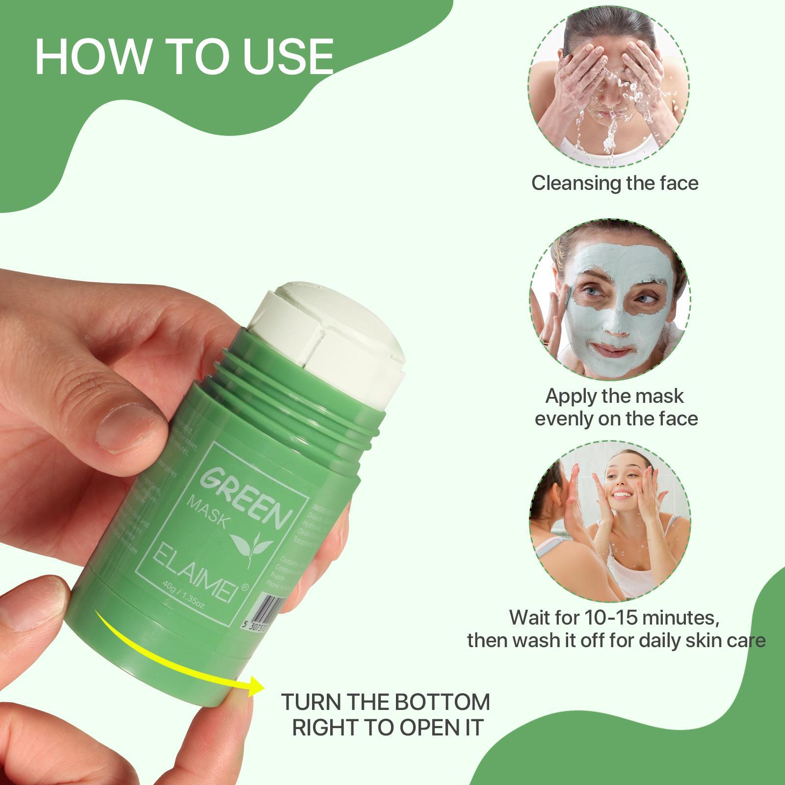 Eaimei 3PCS Green Tea Deep Cleansing Mask for Face, Moisturizing,Reduce Blackheads for All Skin Types, Oil Control for Women and Men Skincare  Comfort