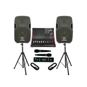 MUSYSIC MU‑PAS10 Complete PA System – Powered 6‑Channel Mixer, Dual 10" Speakers, Wireless Mics, Stands, and Cables