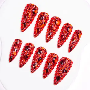 Lovful Stiletto Classic Regular Length 1.3'' Buling Handmade Acrylic Press-On Nails for Art & Care|10PCS Reusable, Salon Quality,Link1 H31-H292 Nailcare