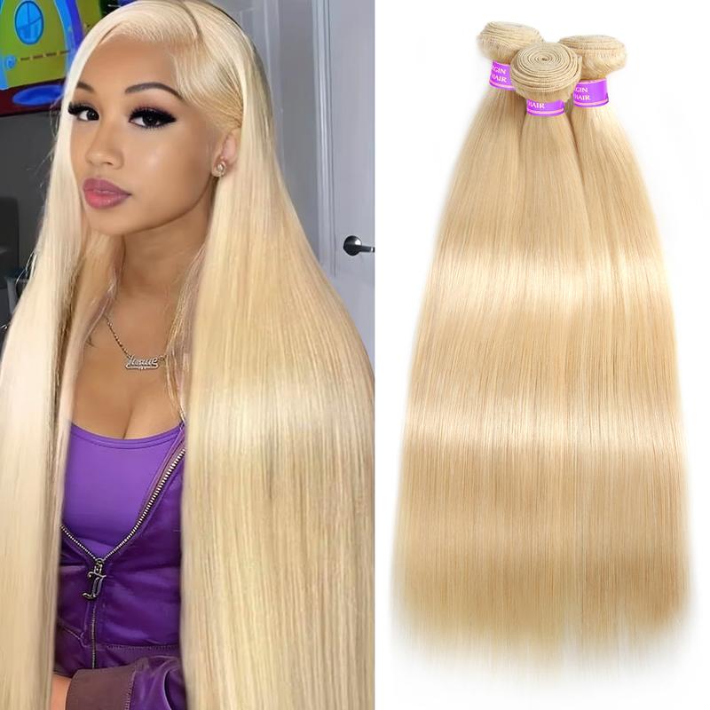 AMA Remy Brazilian Straight Hair 613 Blonde Straight Human Hair Bundles 100g per Bundle Unprocessed Human Hair Extensions