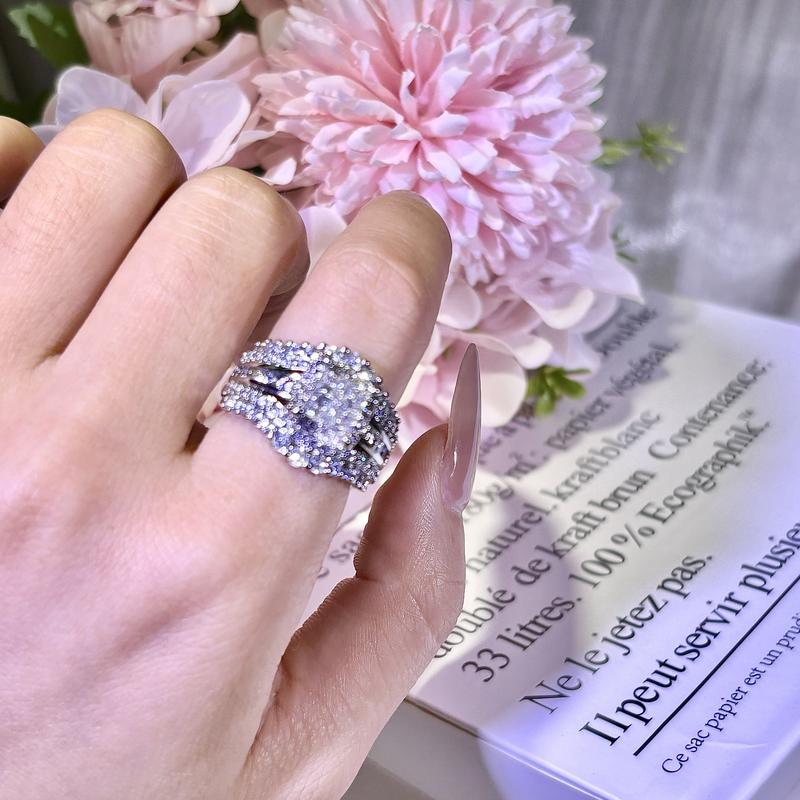 JJ CHIC Square Five-in-One Ring for Women, S925 Sterling Silver Micro Pave CZ Stones Halo Design - Perfect Gift for Girlfriend or Wife Jewelry Elegant Daily Wear Stunning Luxurious JJ CHIC Square Five-in-One Ring for Women, S925 Sterling Silver Micro Pave CZ Stones Halo Design - Perfect Gift for Girlfriend or Wife Jewelry Elegant Daily Wear Stunning Luxurious